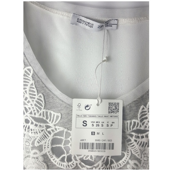 ZARA Crop Top with Printed Lace & Mesh Back - Picture 5 of 6